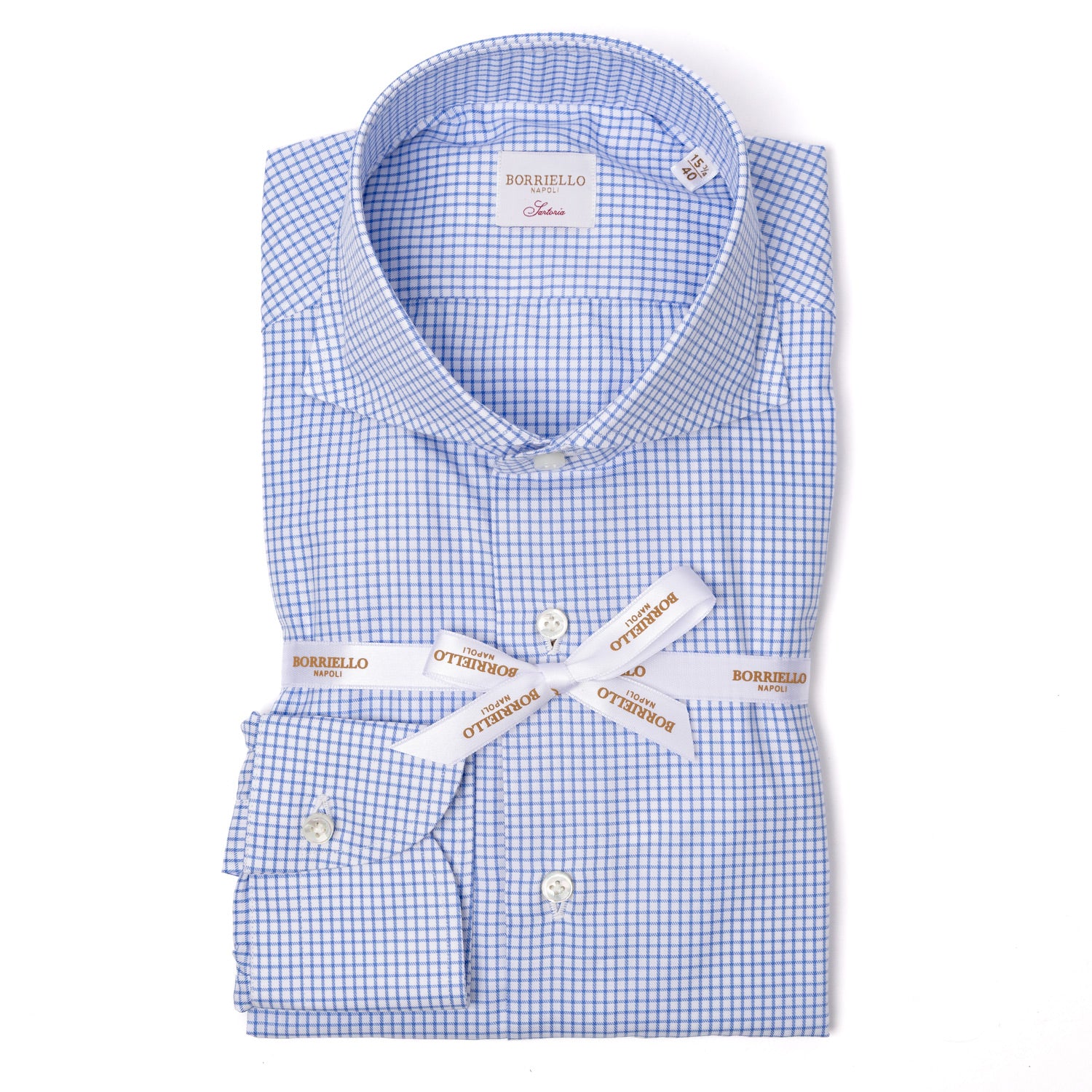 Kariertes Hemd "Royal Twill" mit Haifischkragen und Sportmanschette - Handarbeit